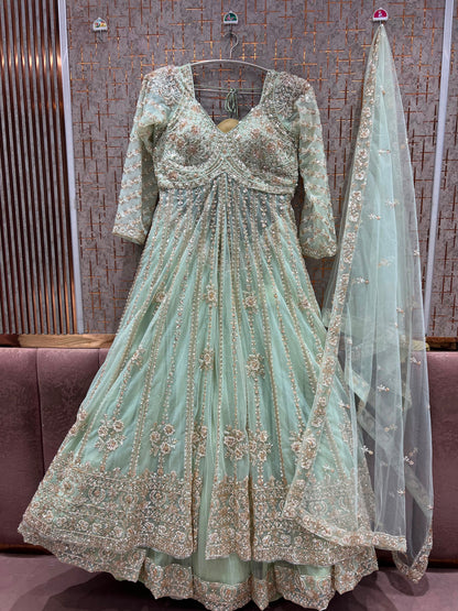 Golden Long Farshi Garara Indo Western Dress