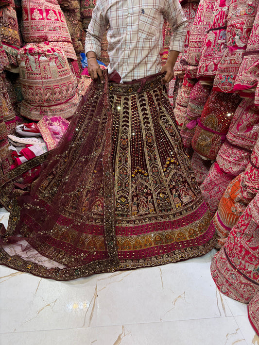 Maroon Doli Barat Bridal Lehenga