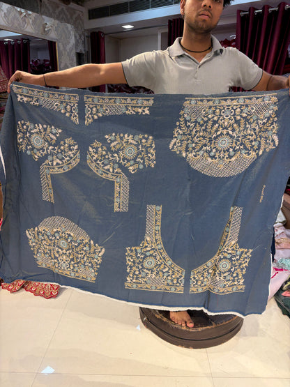 ब्लू डबल शेड हैंडवर्क जरदोज़ी लहंगा