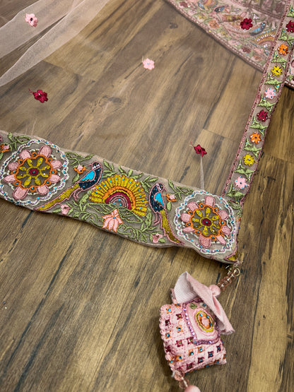 Amazing pink peacock crop top Lehenga