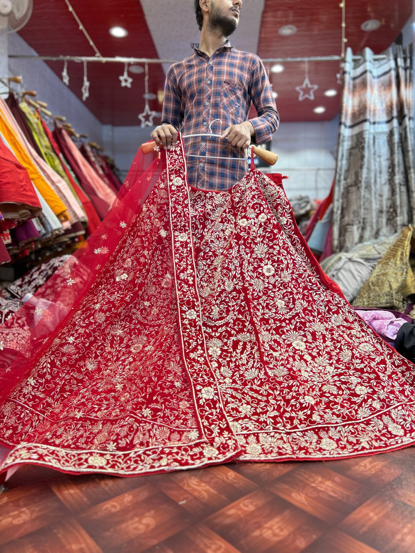 Eye catching maroon pure handwork zardozi dabka lehenga