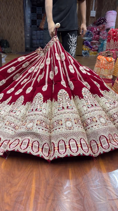 Cherry Maroon Ball Bridal Lehenga
