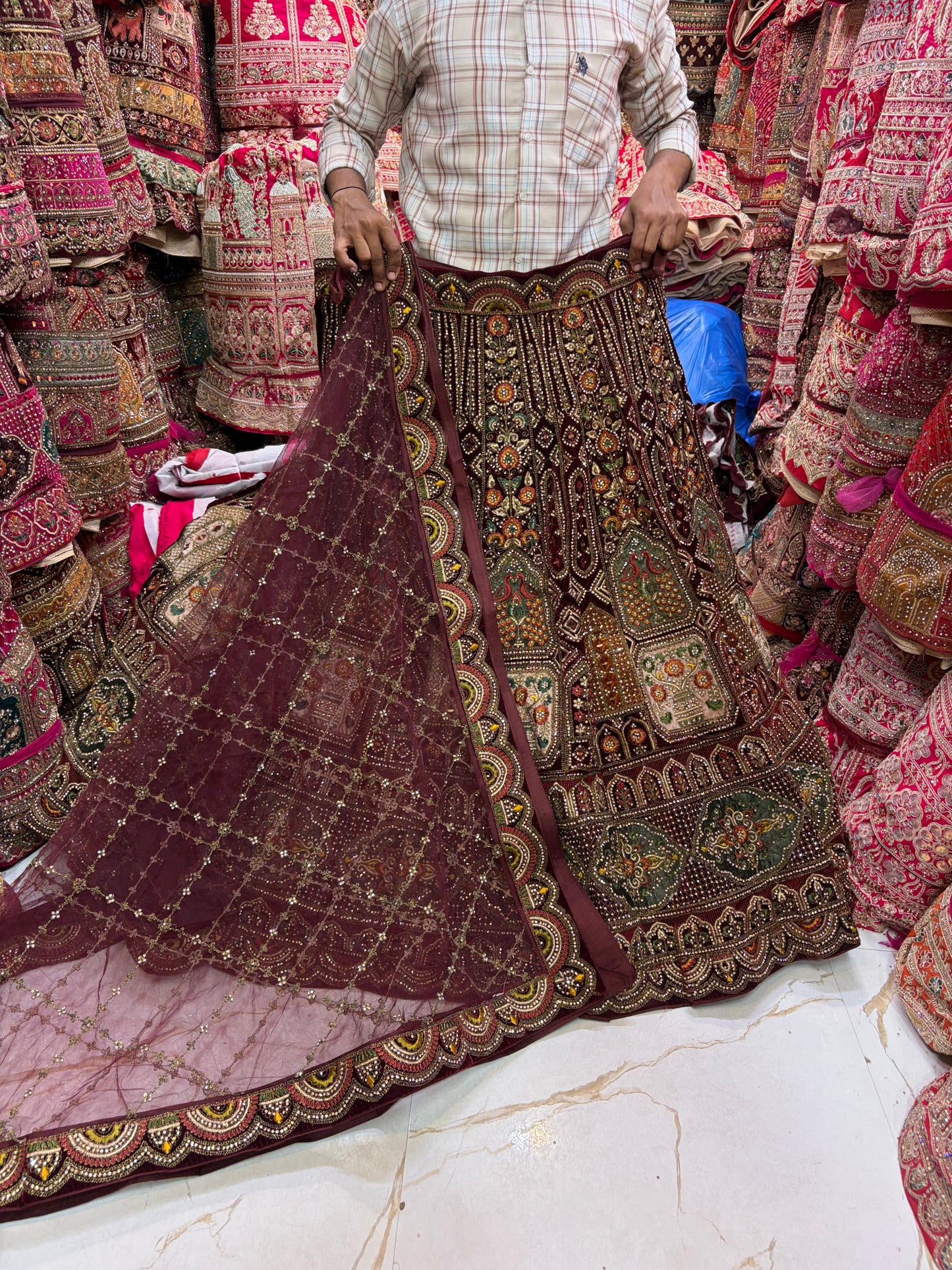 Dark Maroon bridal Lehenga