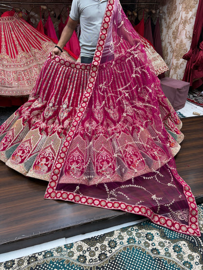 Maroon Peacock Ball Bridal Lehenga