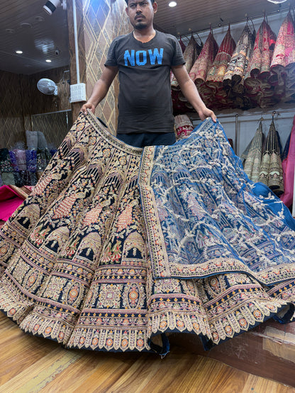 Lovely maroon blue morpich peacock doli barat bridal Lehenga