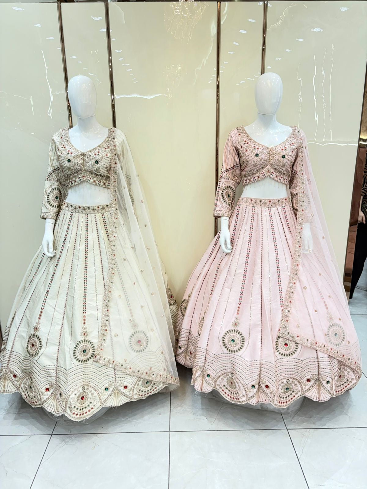 White pink crop top Lehenga