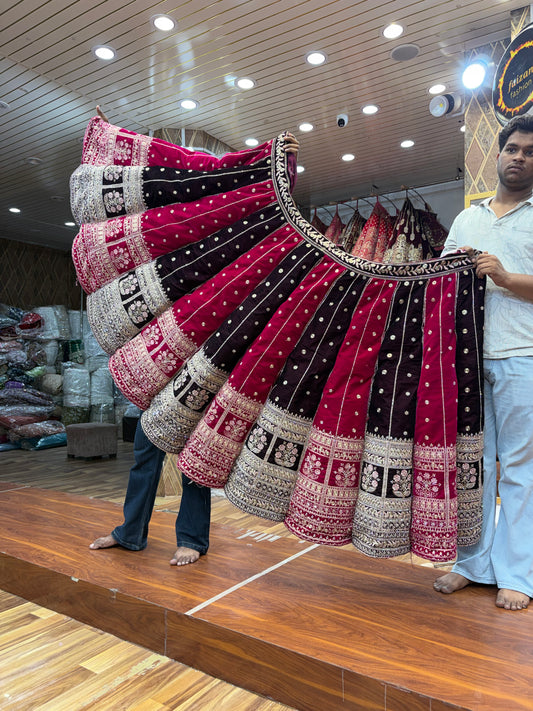 Hot Pink Multikali Ball Bridal Lehenga
