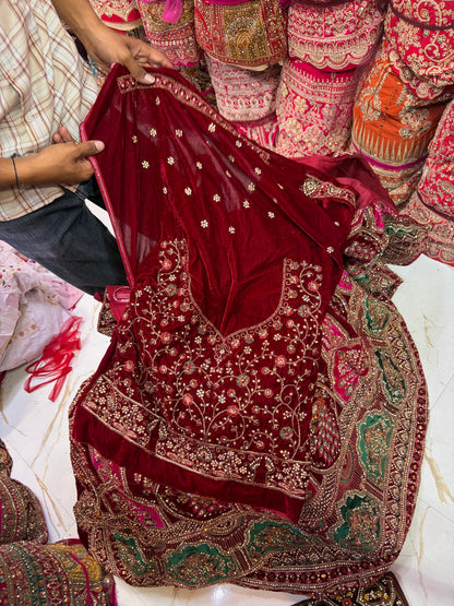 Maroon Peacock Bridal Lehenga