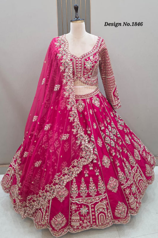 Rani Pink Crop Top Lehenga