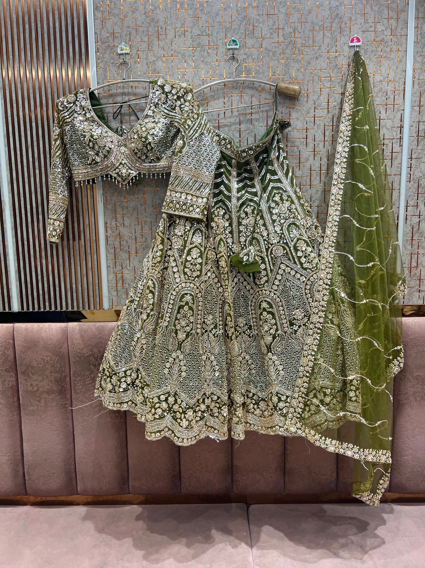 Mehndi’s greenCrop top Lehenga