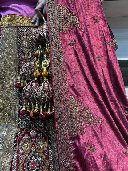 Beautiful maroon heavy bridal Lehenga