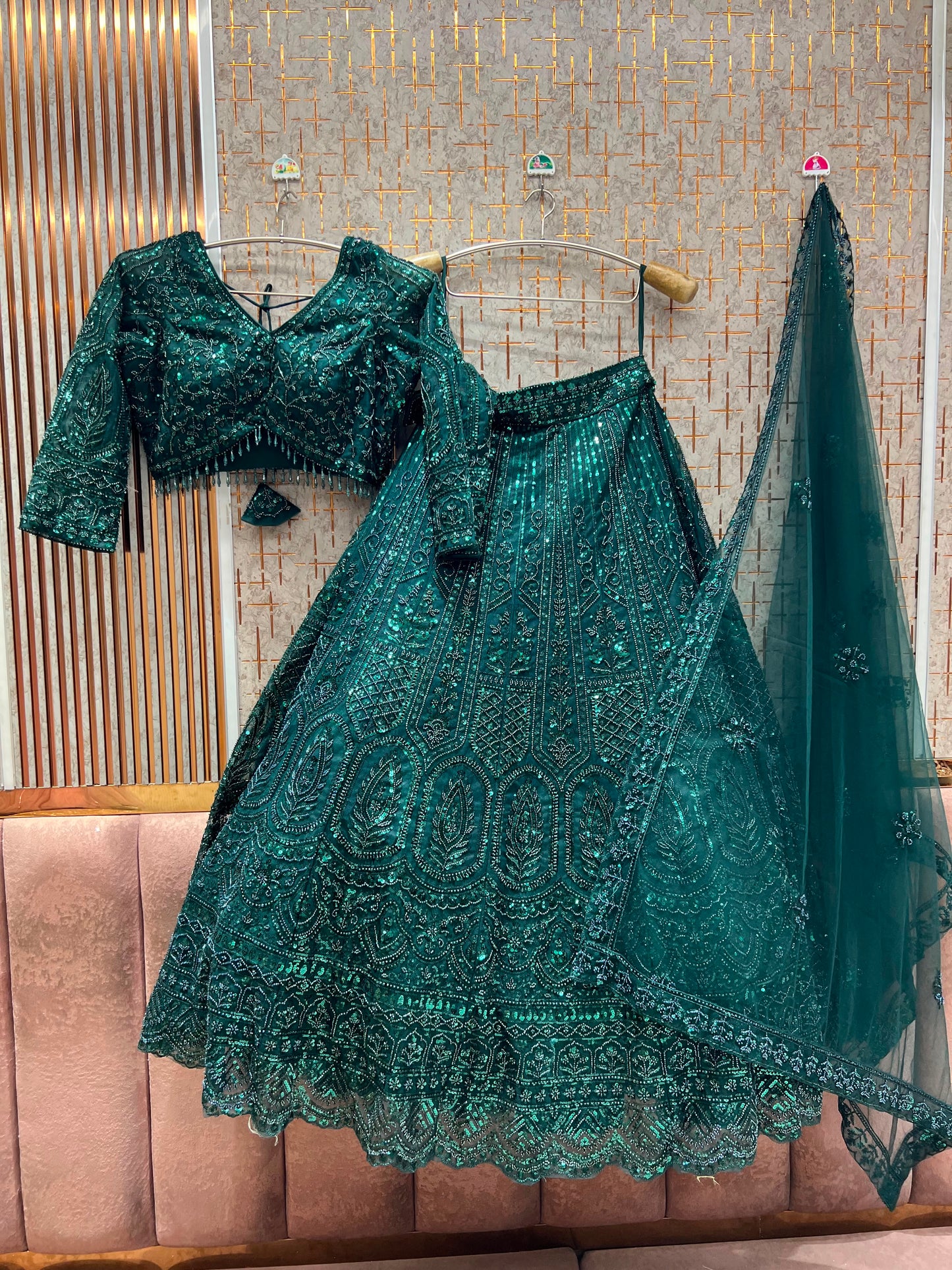 Golden On Golden Monotone Crop Top Lehenga