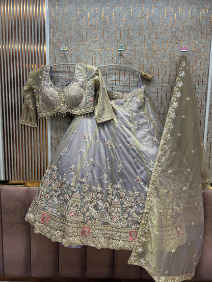 Blue crop top Lehenga