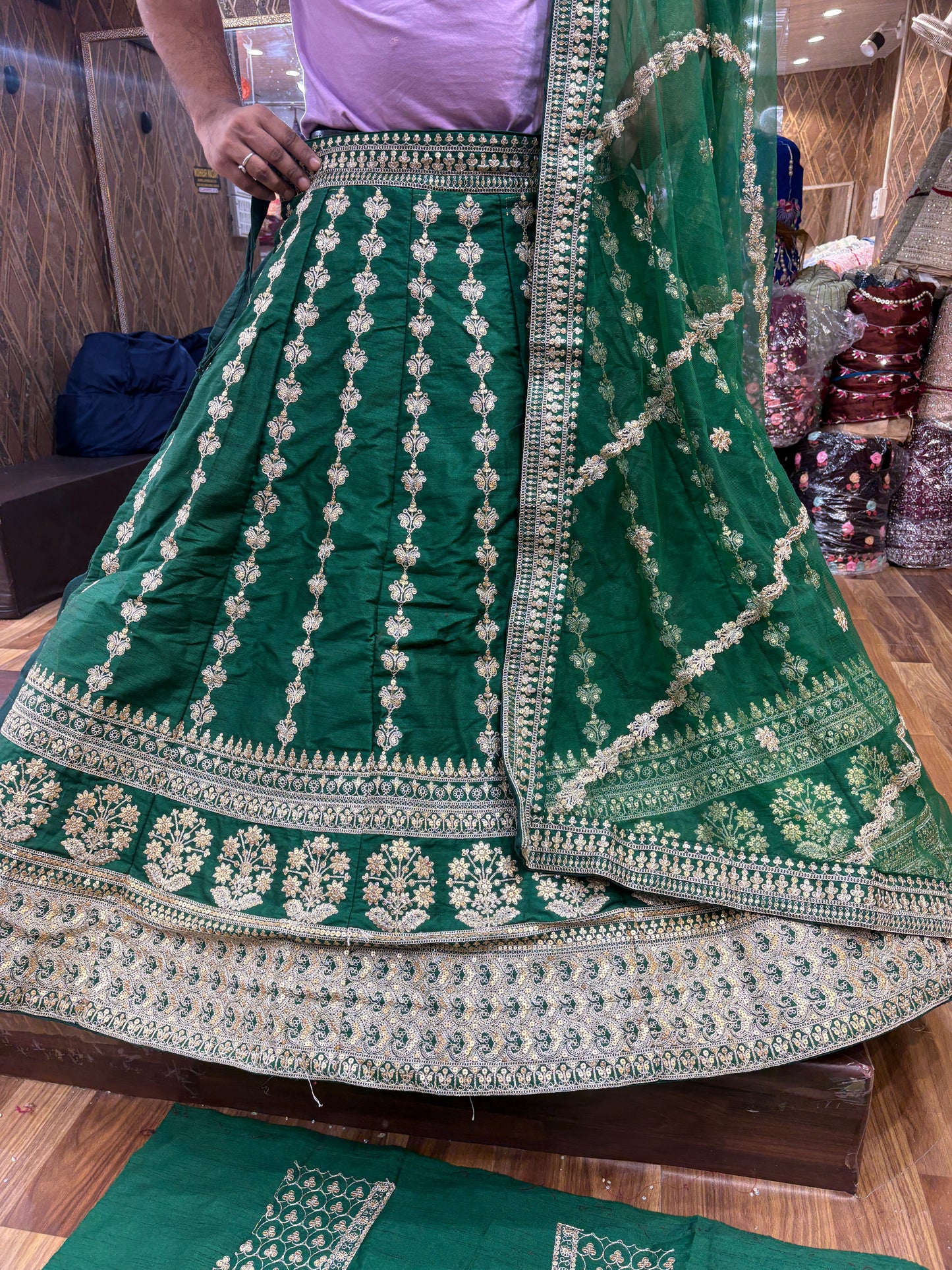 Amazing green machine work Lehenga