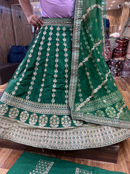Amazing green machine work Lehenga