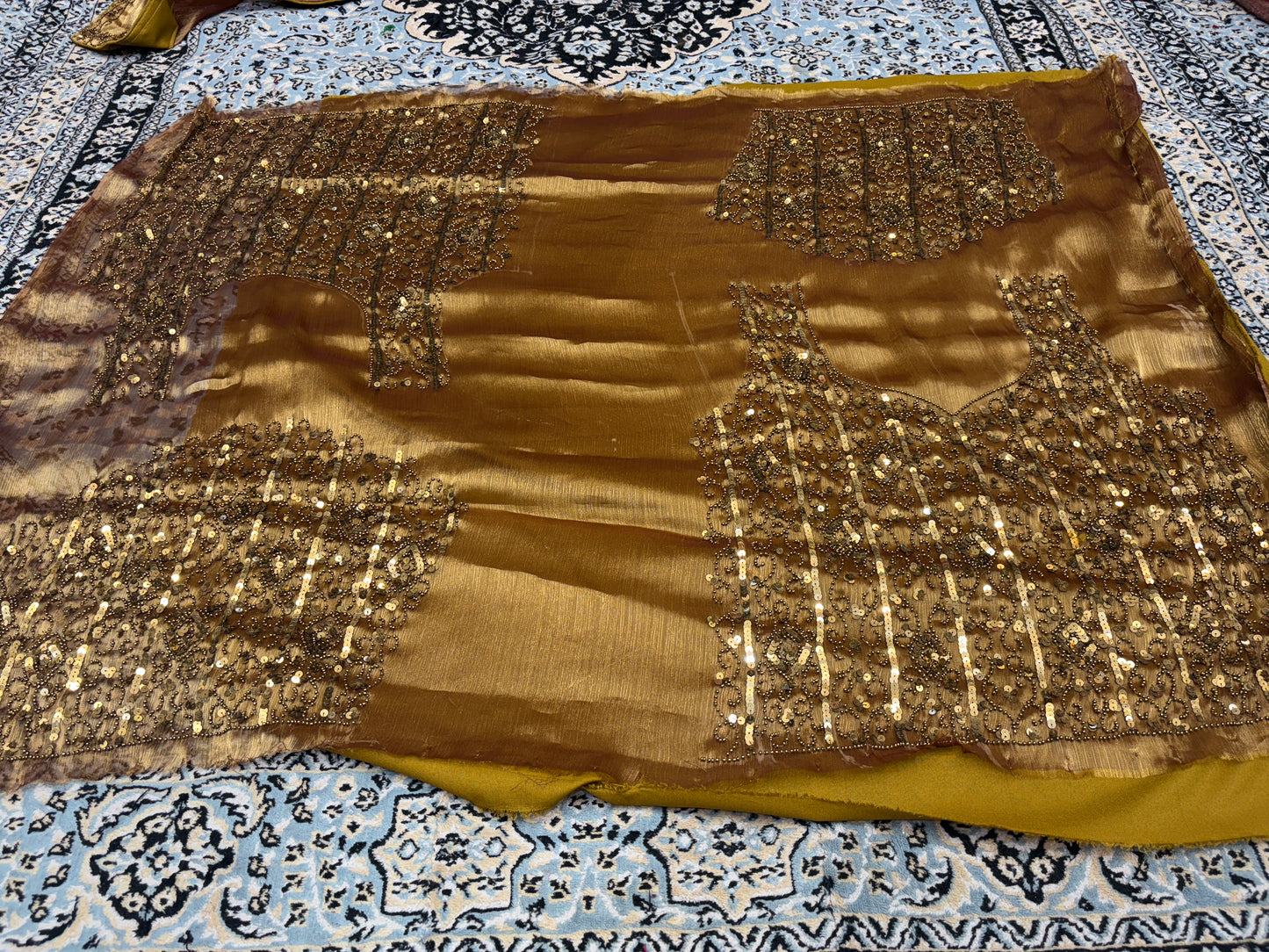 Awesome golden on golden monotone mustard Lehenga