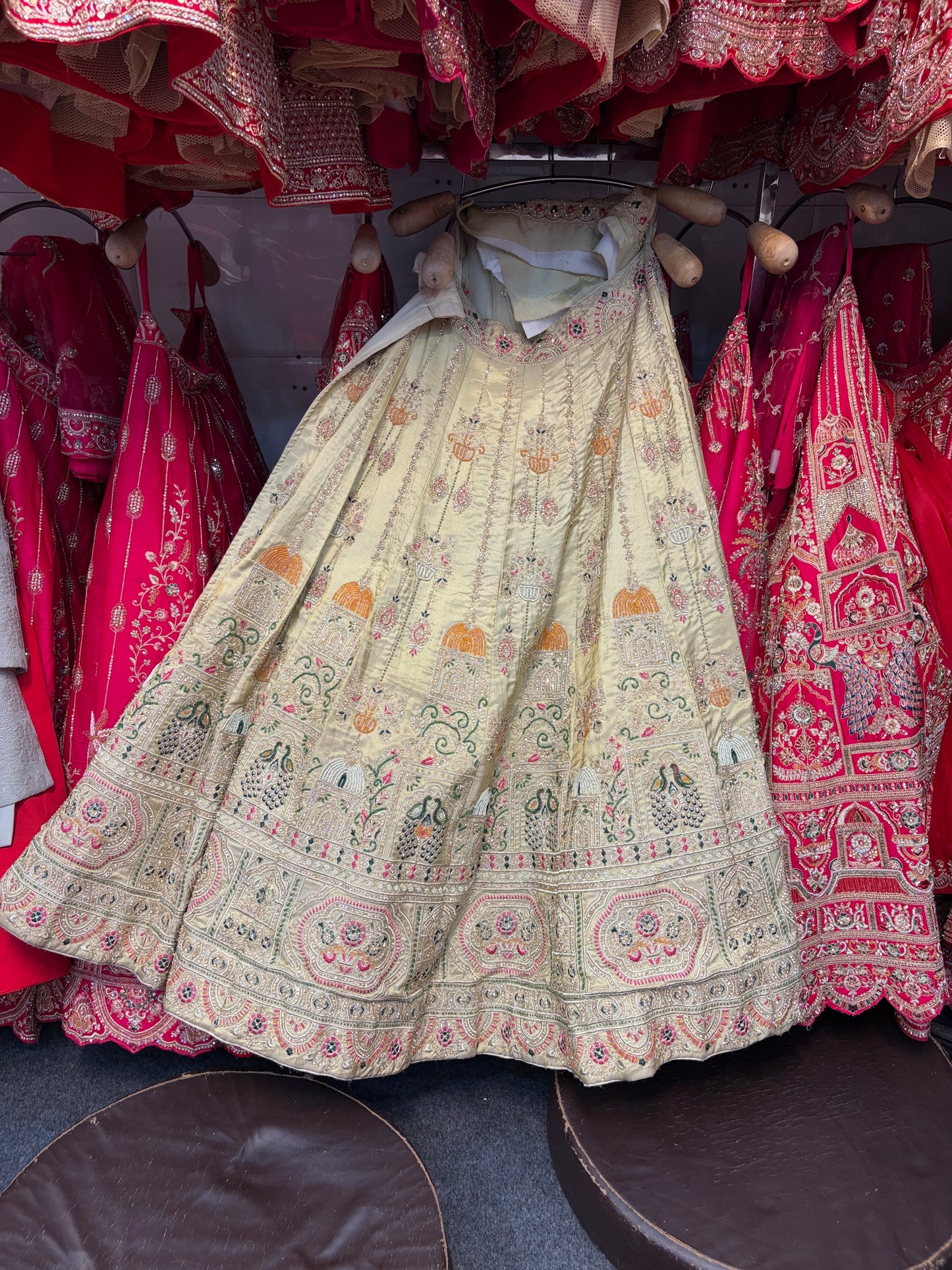 Golden Cream Ombre Designer Bridal Lehenga