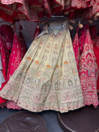Golden Cream Ombre Designer Bridal Lehenga