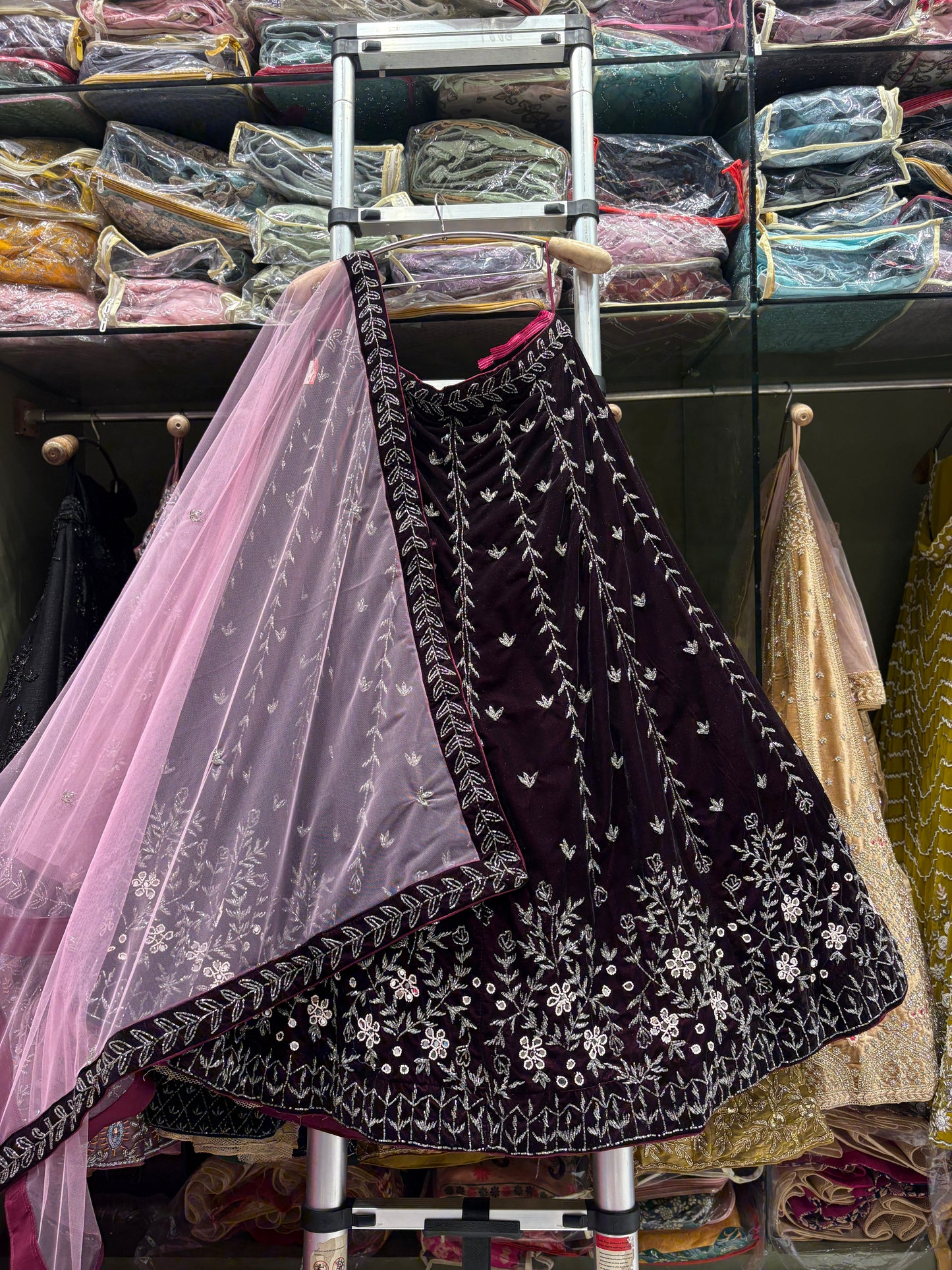 Lovely purple pink handwork Lehenga