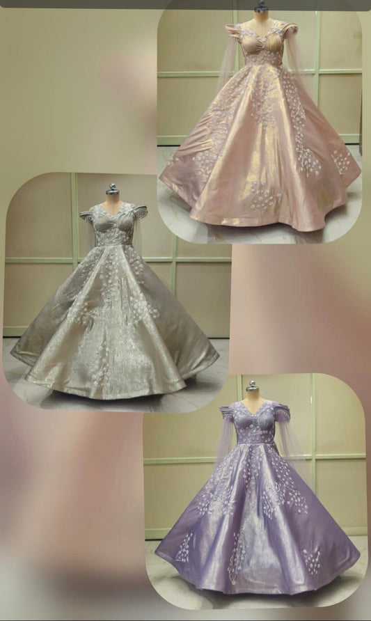 Silver Grey Lavender Pink Gown