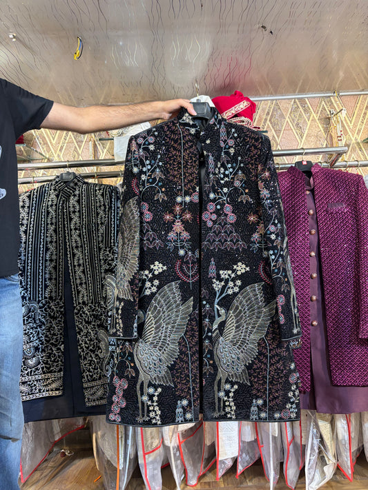 MultiColour Black Jodhpuri indo western blazer kurta Sherwani