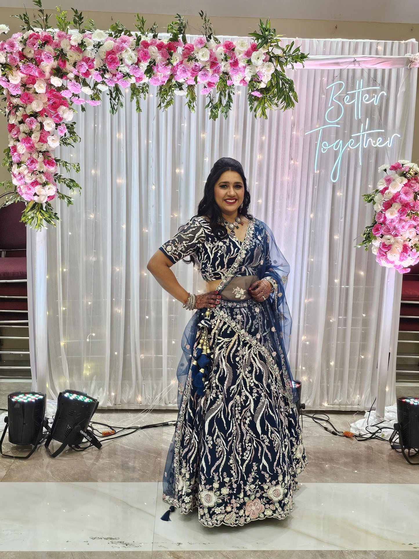 Bright Sequin, Golden-Sliver Threaded Embroidered Georgette sea green white girlish Lehenga