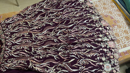 Bright Sequin, Golden-Sliver Threaded Embroidered Georgette sea green white girlish Lehenga