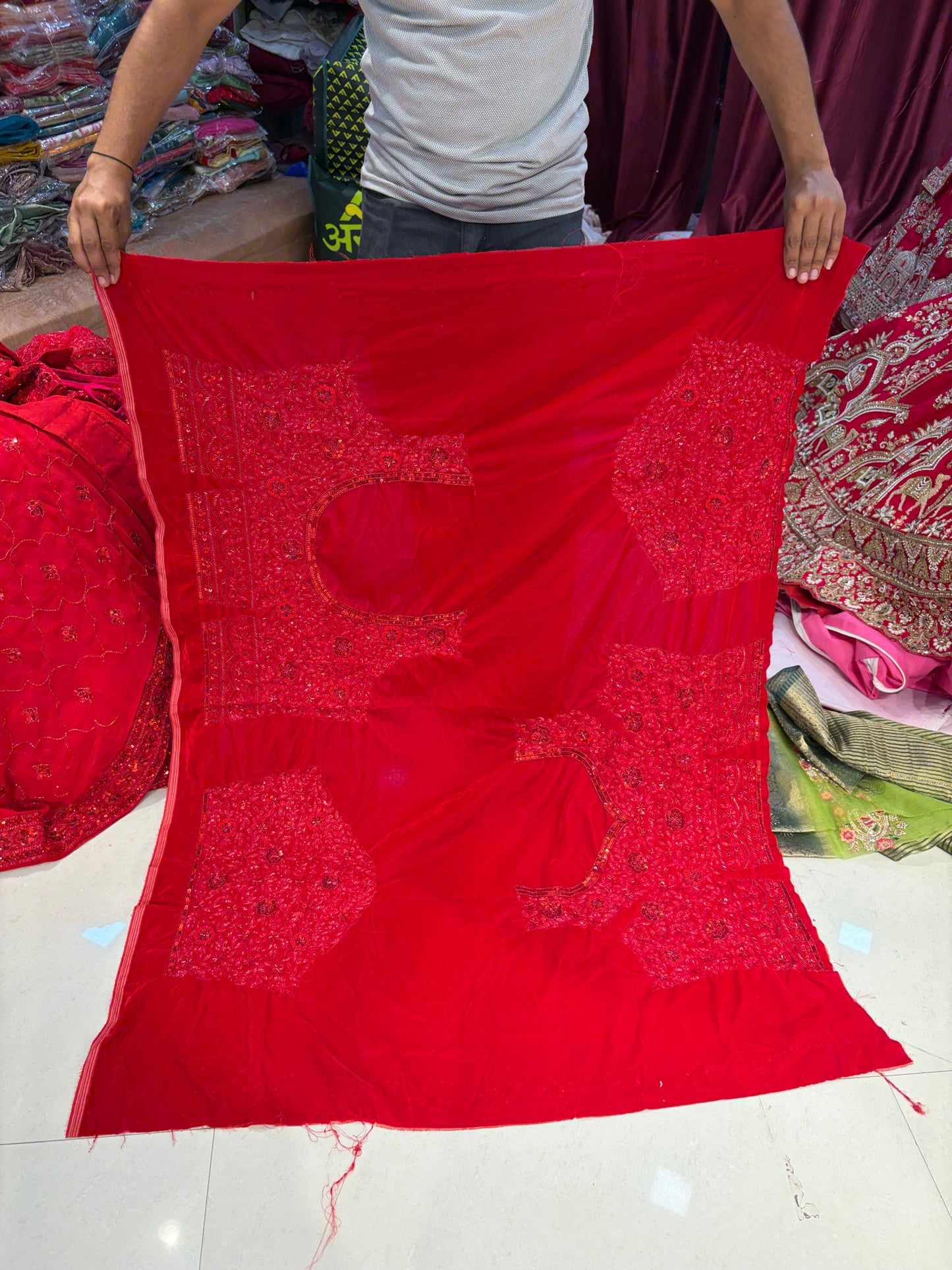 Red On Red Heavy Monotone Lehenga