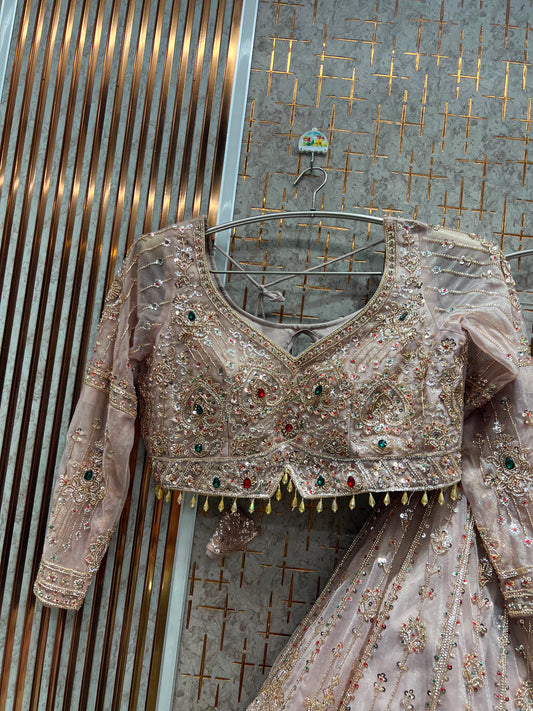 Pink Crop Top Lehenga