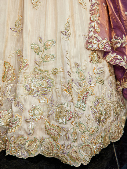 Pleasing cream pink lehenga