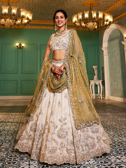 Tremendous off white golden lehenga