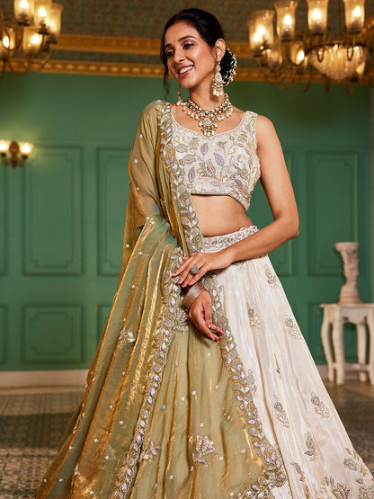 Tremendous off white golden lehenga
