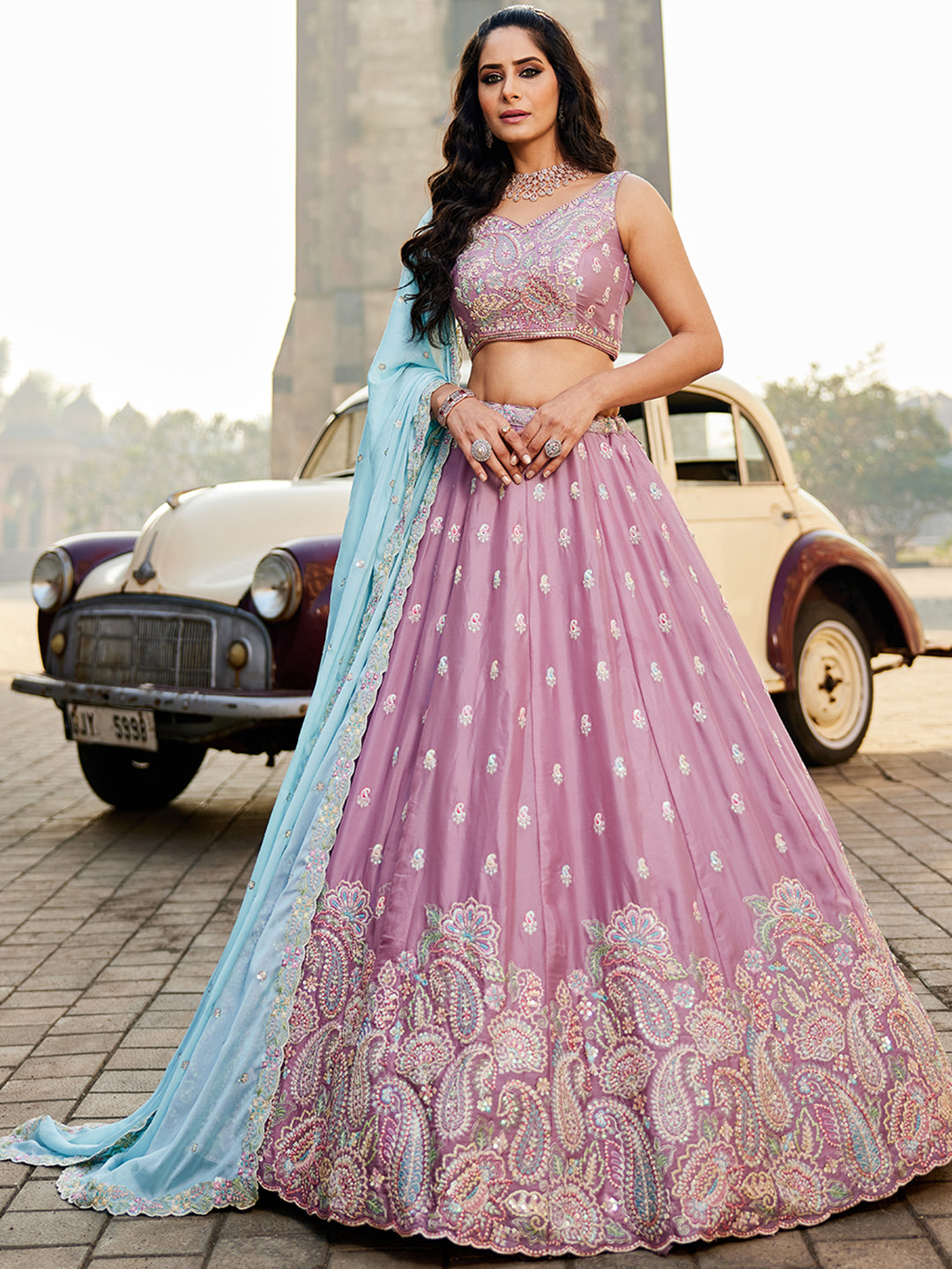 Awesome pink lehenga Awesome pink lehenga Georgette Fabric Sequins embroidery
