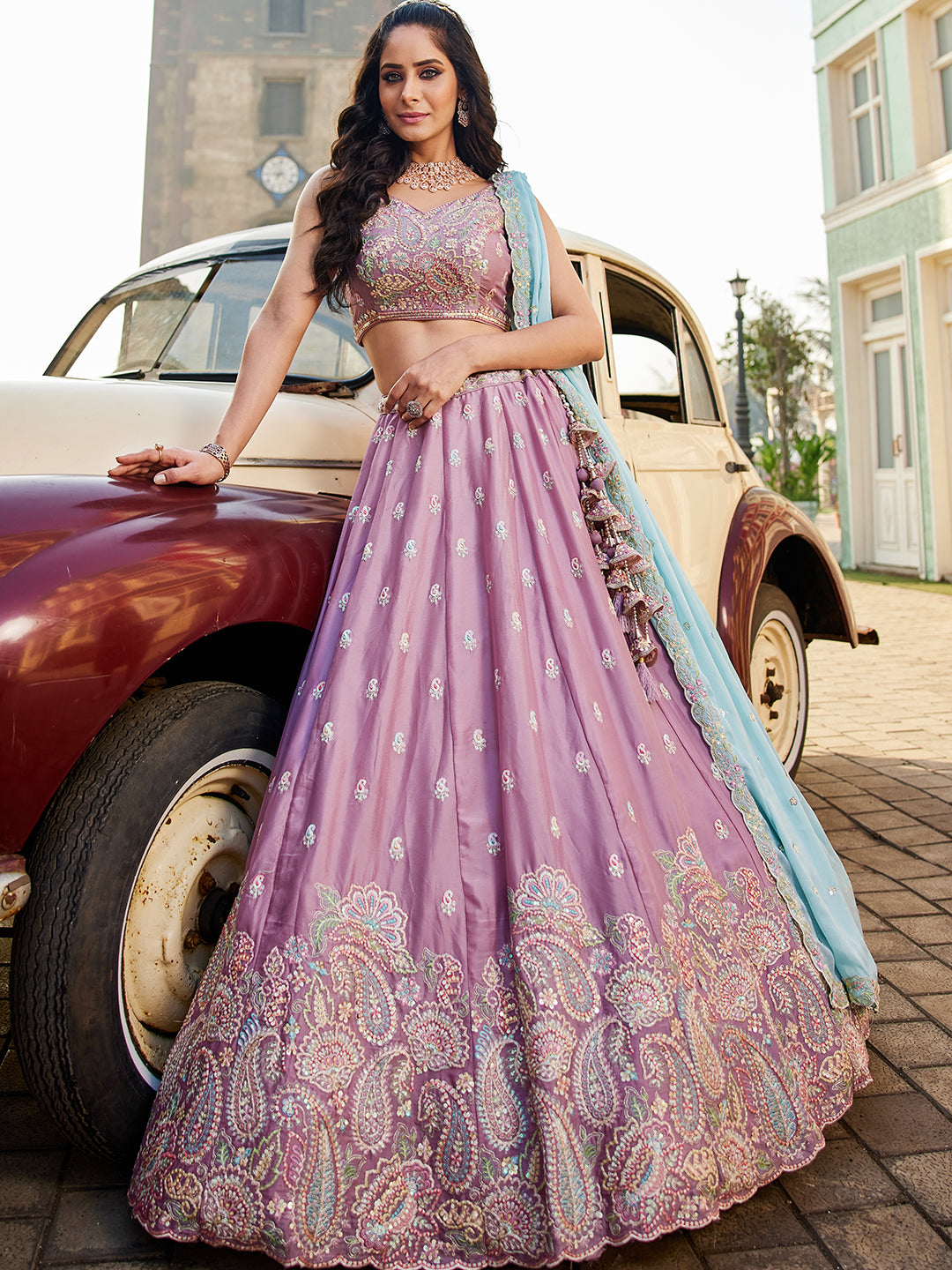 Awesome pink lehenga Awesome pink lehenga Georgette Fabric Sequins embroidery