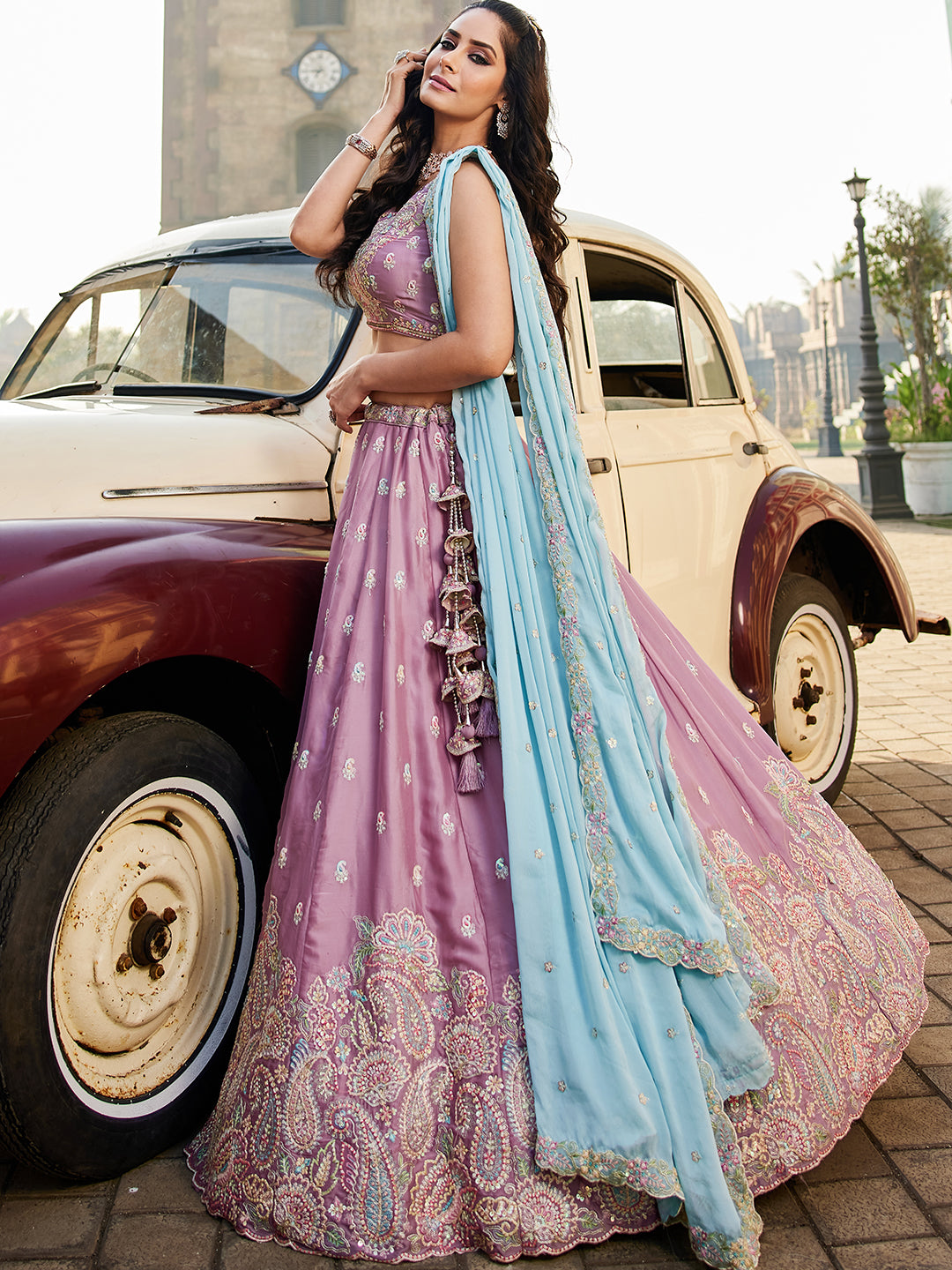 Awesome pink lehenga Awesome pink lehenga Georgette Fabric Sequins embroidery