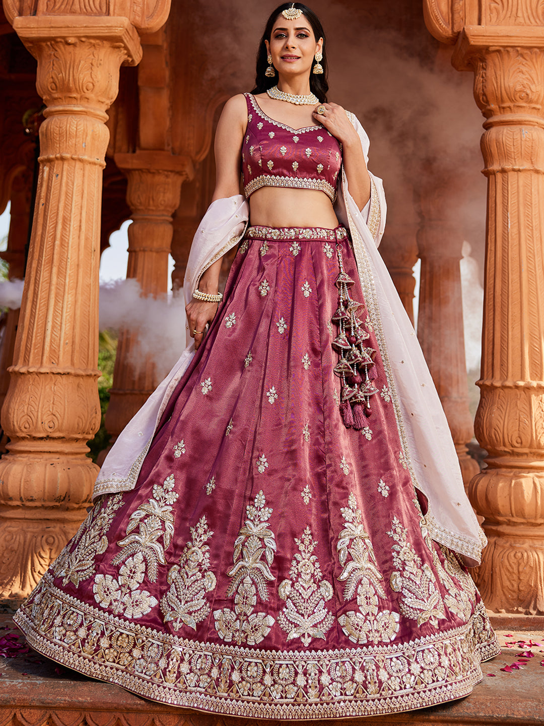 Lavishing burgundy lehenga