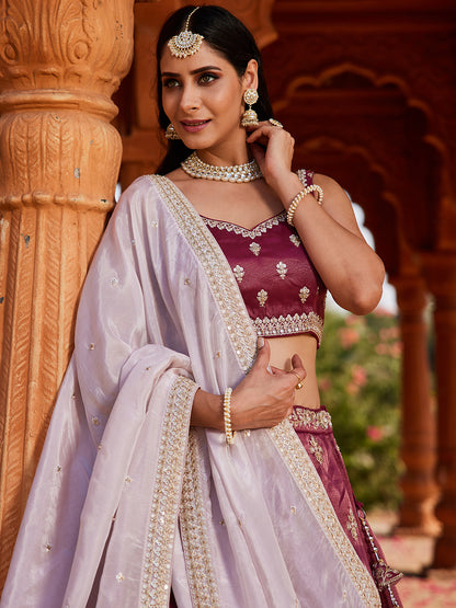 Lavishing burgundy lehenga