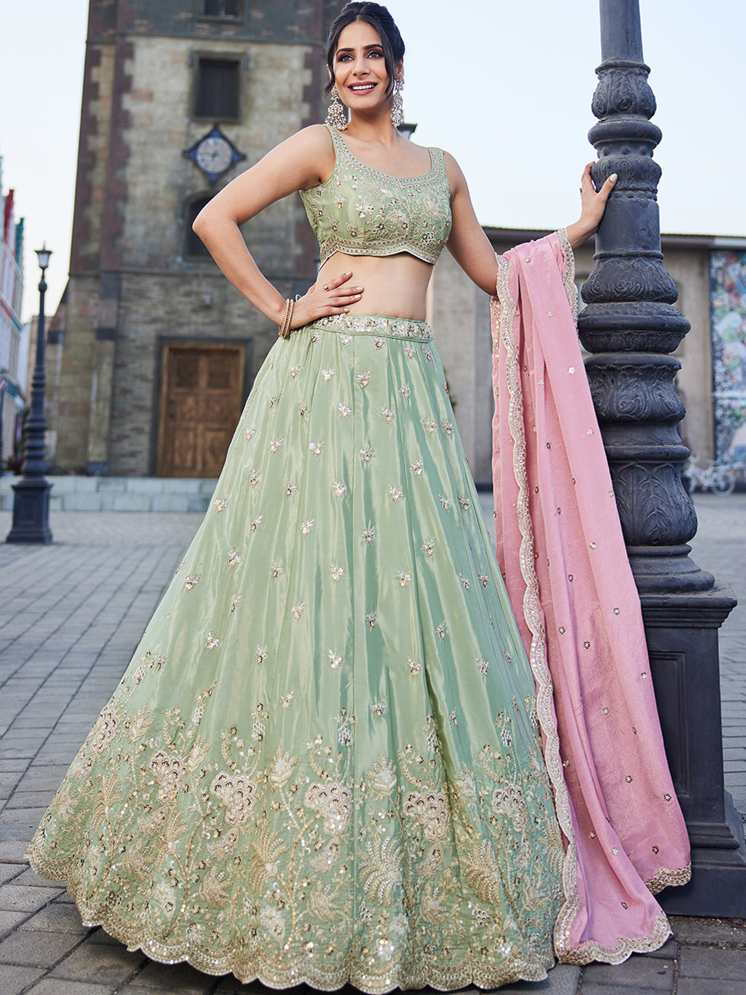 Glamorous green lehenga
