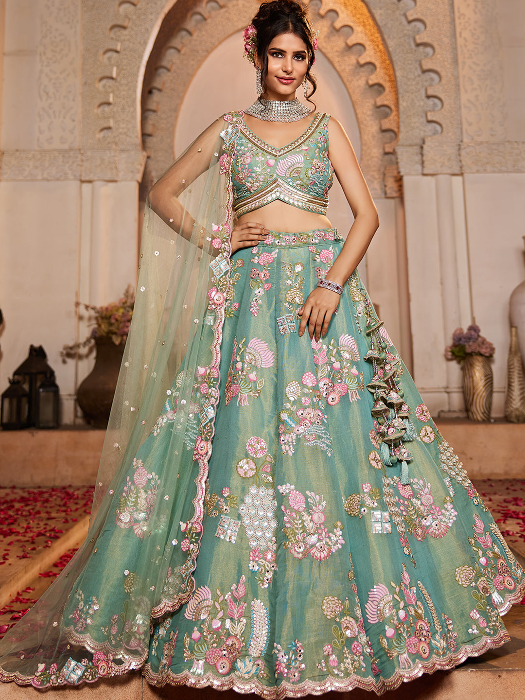 Something different green lehenga