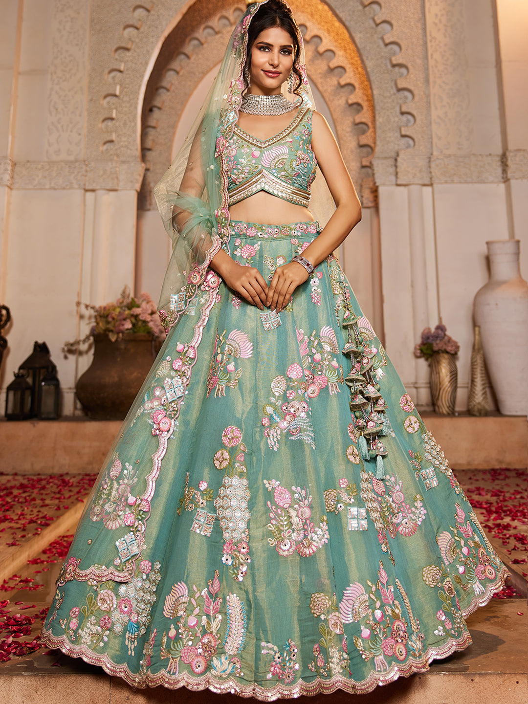 Something different green lehenga
