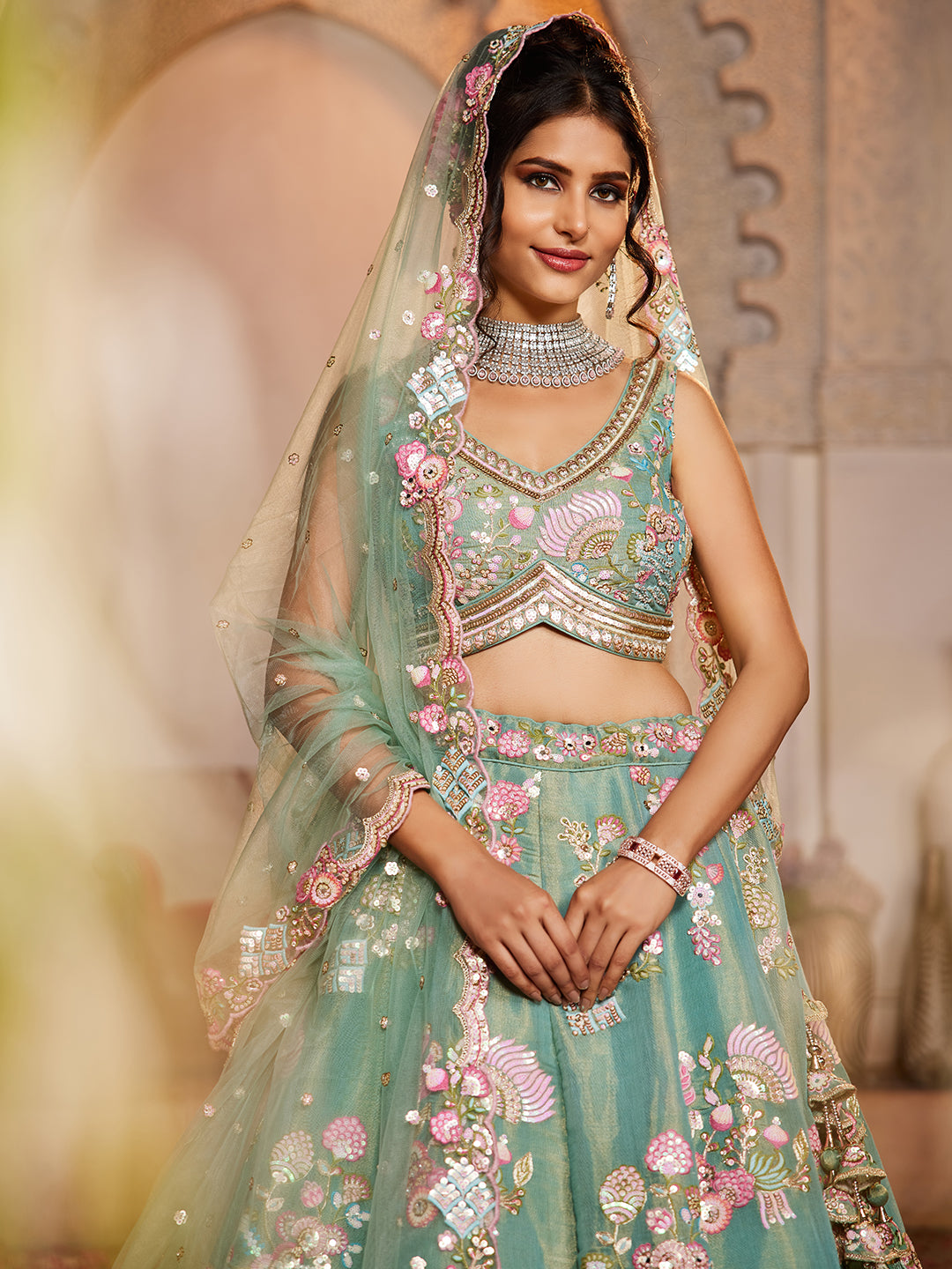 Something different green lehenga