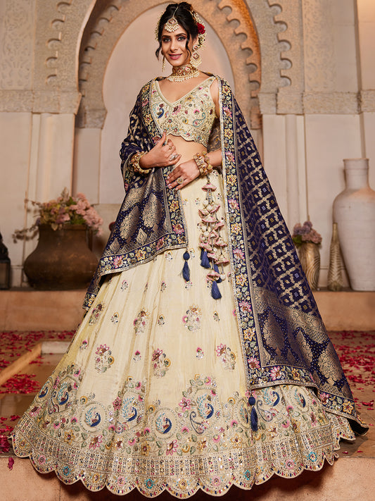Pretty ivory white peacock cream pastel shade purple lehenga Shopping World Pretty ivory white peacock cream pastel shade purple lehenga Shopping World
