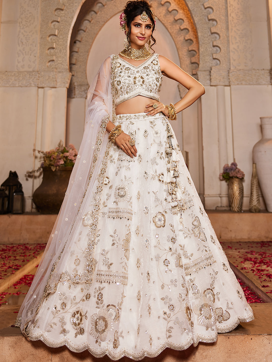 Eye catching white lehenga