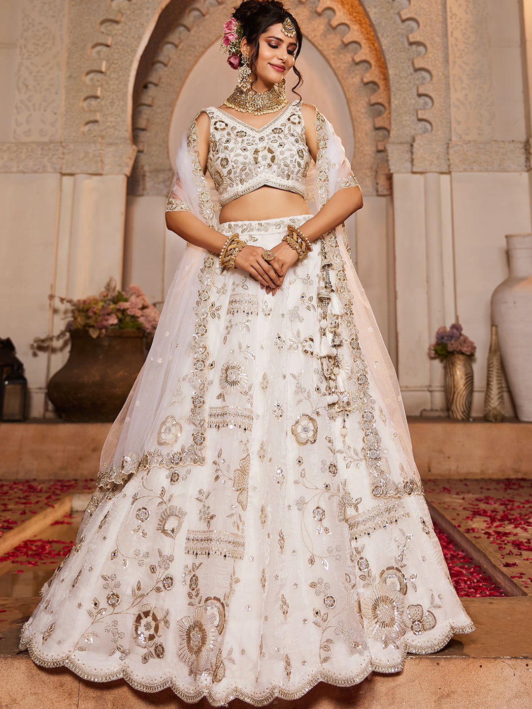 Eye catching white lehenga