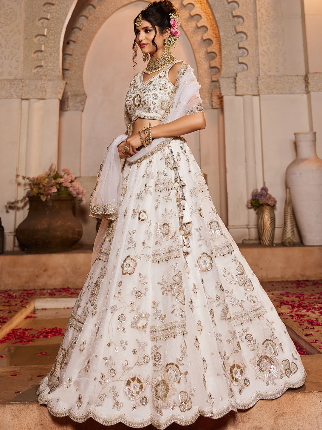 Eye catching white lehenga