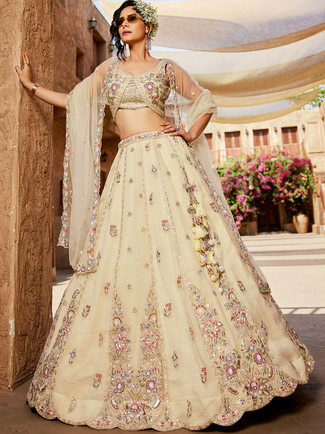 Engaging off white lehenga