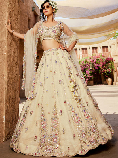 Engaging off white lehenga