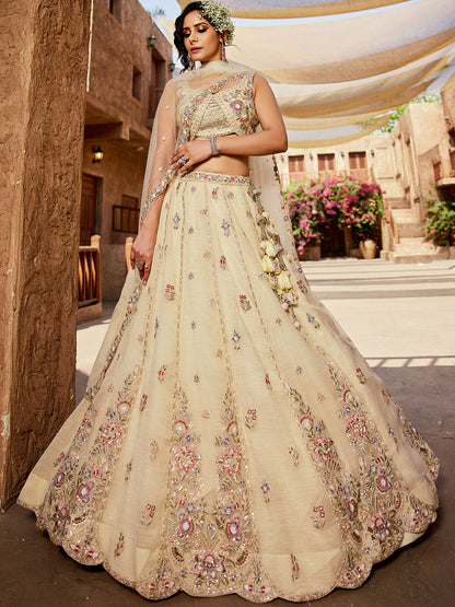 Engaging off white lehenga
