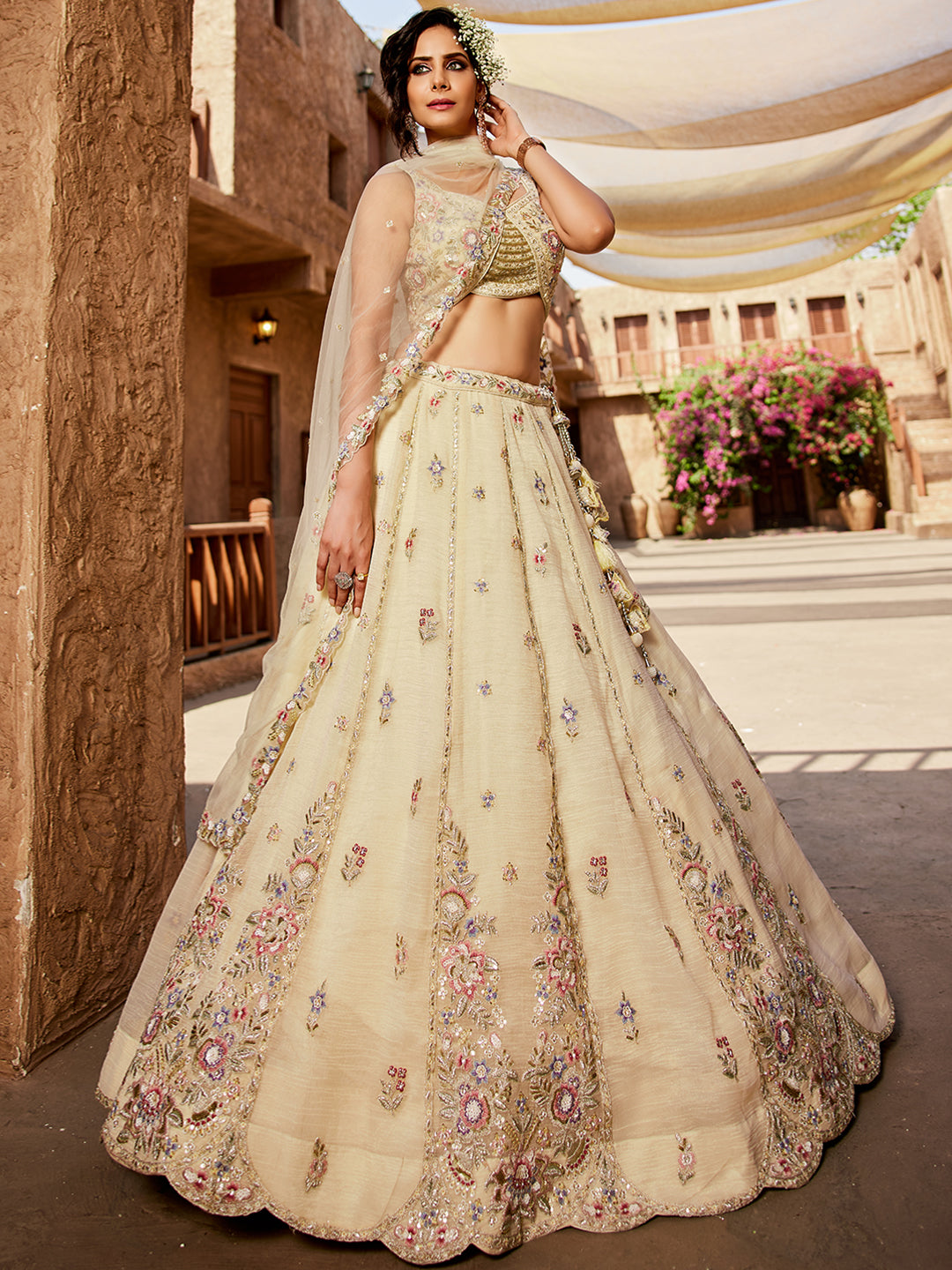 Engaging off white lehenga