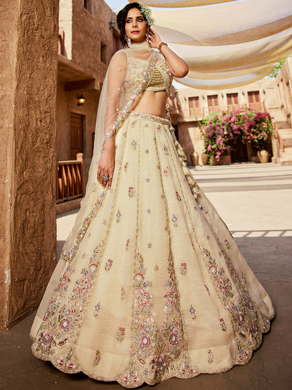 Engaging off white lehenga